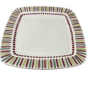M. Bagwell Square Appetizer Plate‎ White Red Green Excellent Ceramic